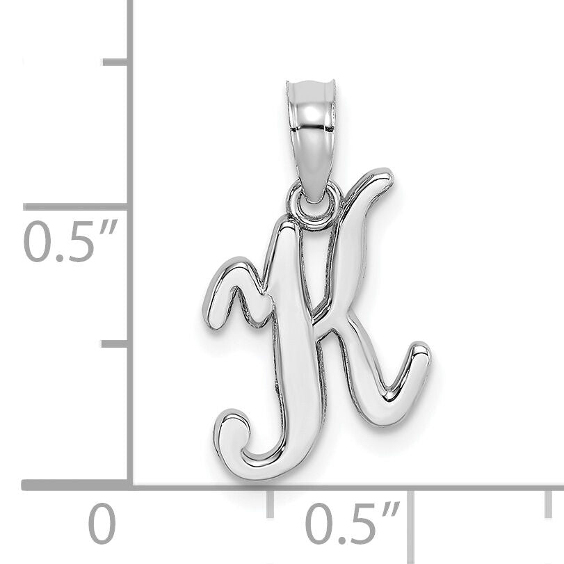 10K White Gold Polished K Script Initial Charm-10K6422WK