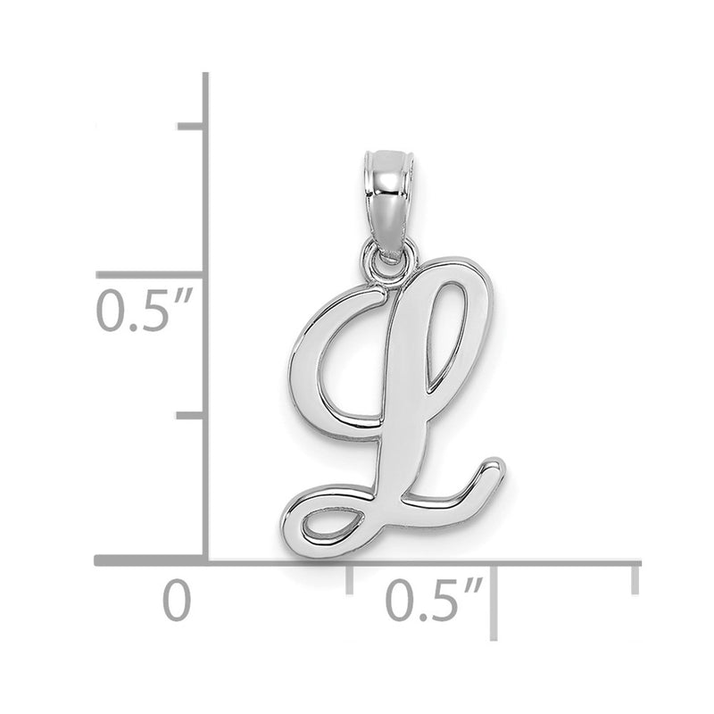 10K White Gold Polished L Script Initial Charm-10K6422WL