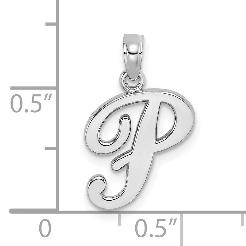 10K White Gold Polished P Script Initial Charm-10K6422WP