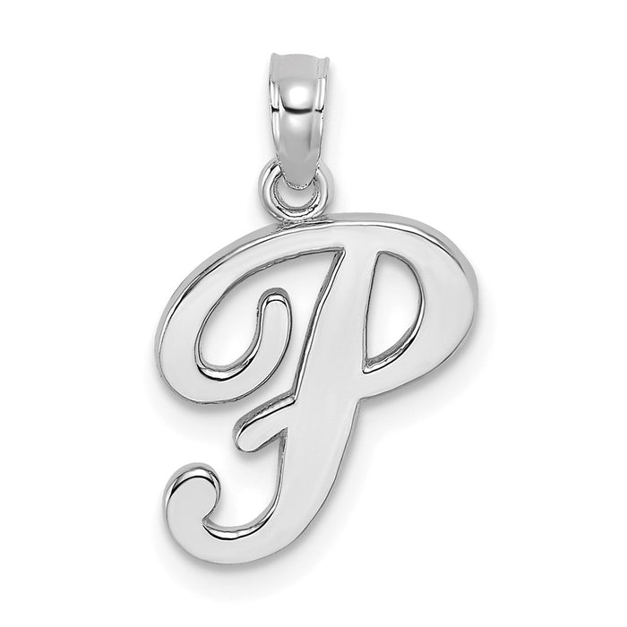 10K White Gold Polished P Script Initial Charm-10K6422WP