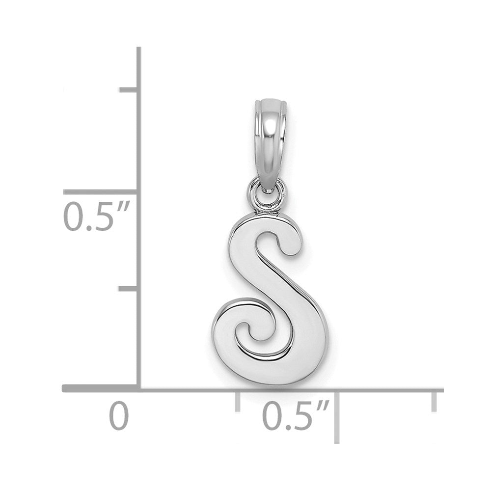 10K White Gold Polished S Script Initial Charm-10K6422WS