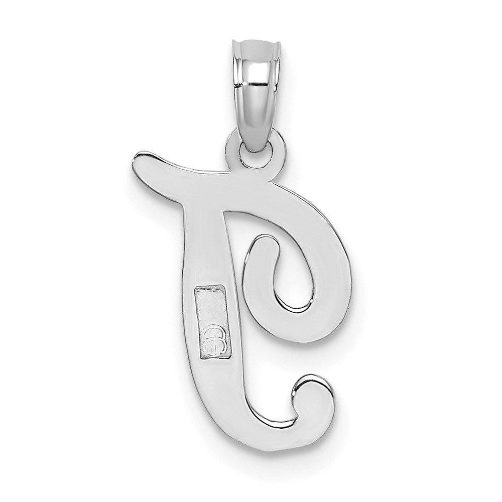 10K White Gold Polished T Script Initial Charm-10K6422WT