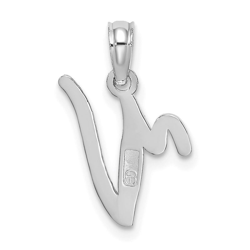 10K White Gold Polished V Script Initial Charm-10K6422WV