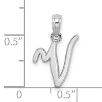 10K White Gold Polished V Script Initial Charm-10K6422WV