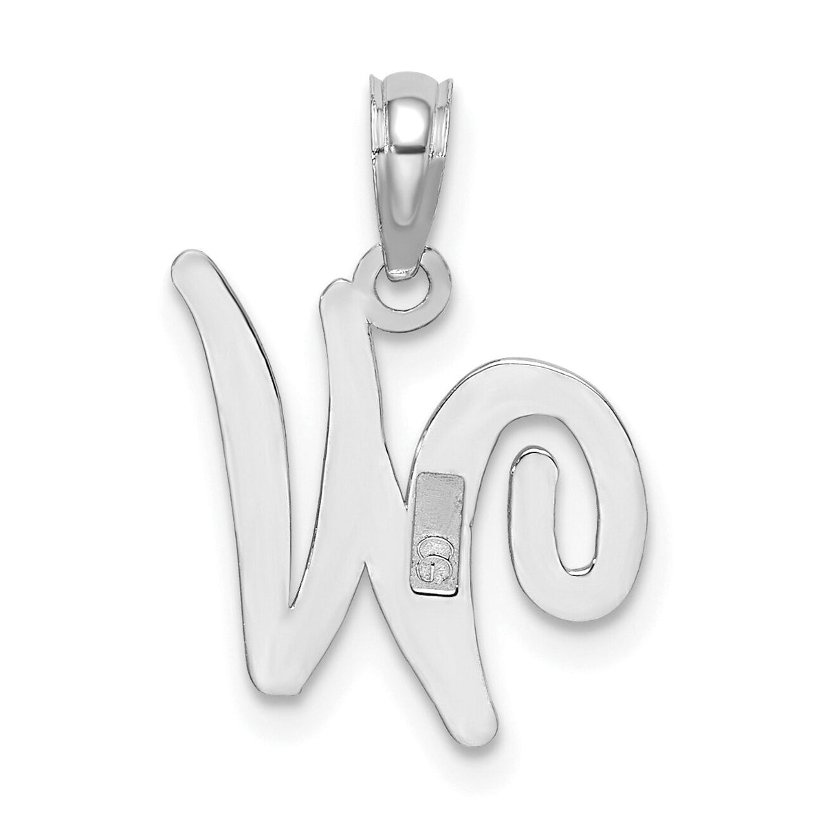 10K White Gold Polished W Script Initial Charm-10K6422WW