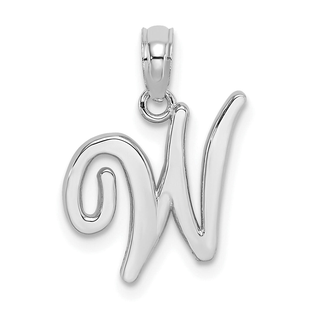 10K White Gold Polished W Script Initial Charm-10K6422WW