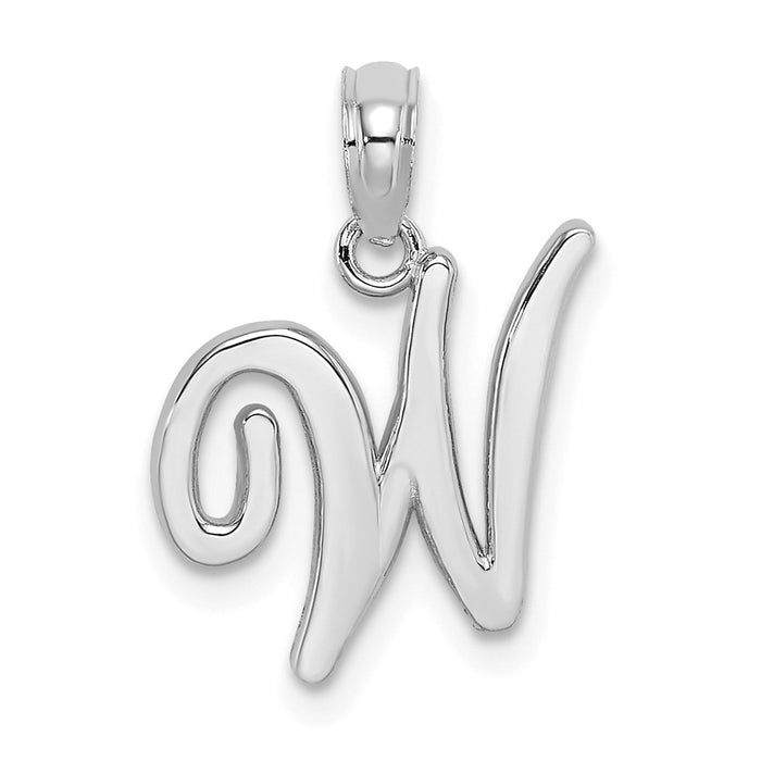 10K White Gold Polished W Script Initial Charm-10K6422WW