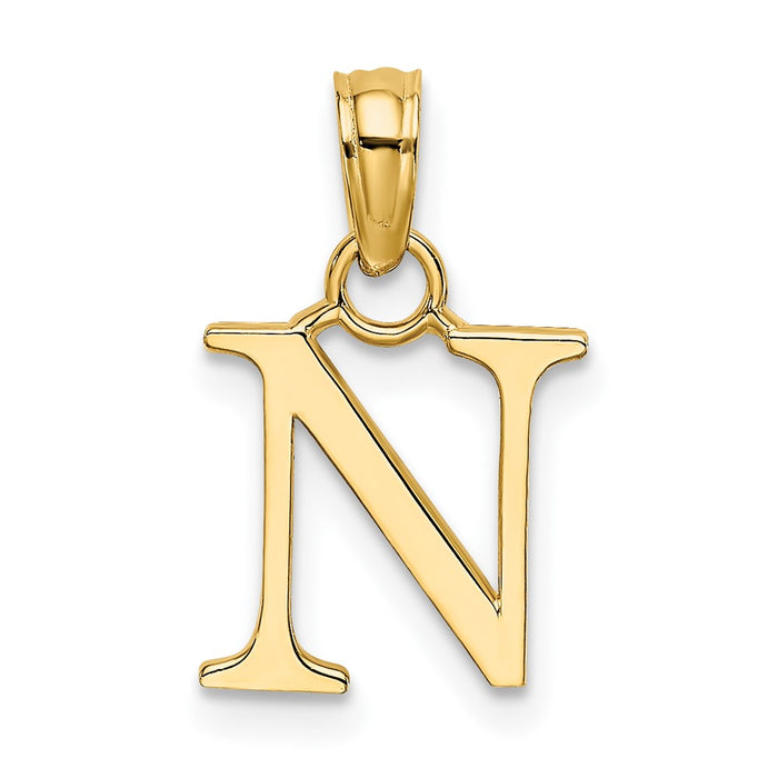 10K Polished N Block Initial Charm-10K6423N