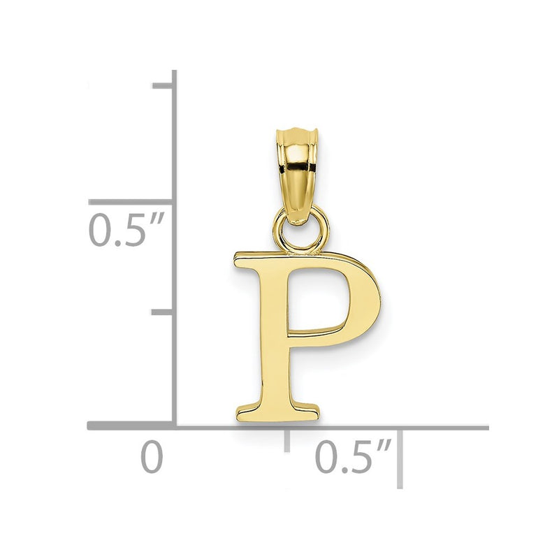 10K Polished P Block Initial Charm-10K6423P