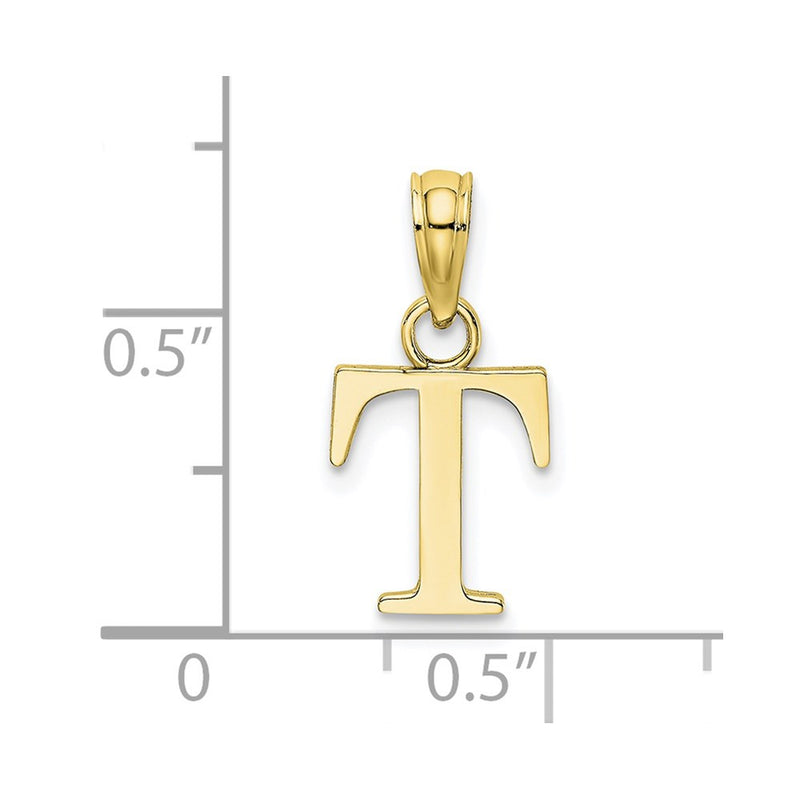 10K Polished T Block Initial Charm-10K6423T