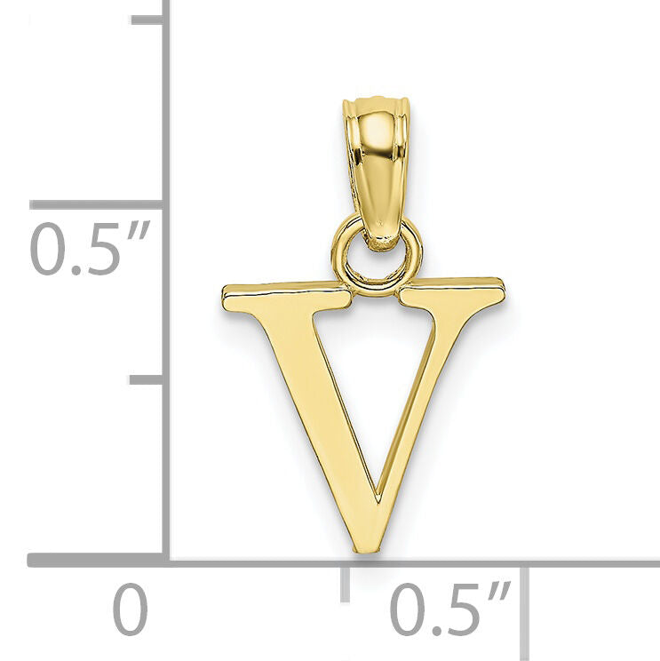 10K Polished V Block Initial Charm-10K6423V