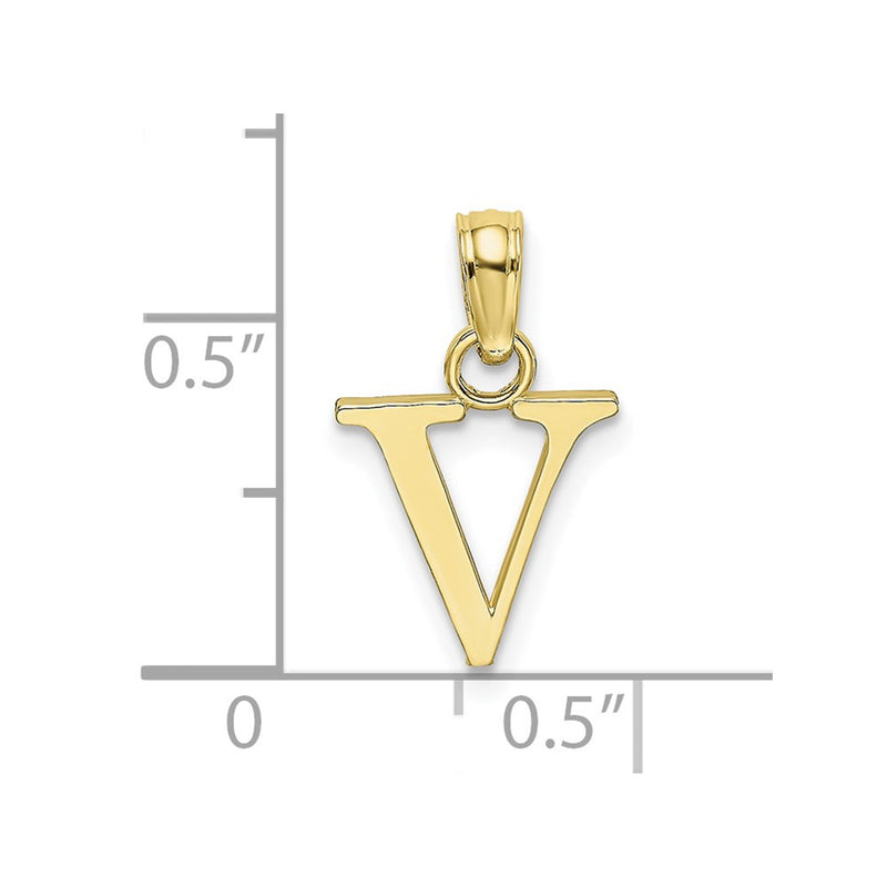 10K Polished V Block Initial Charm-10K6423V