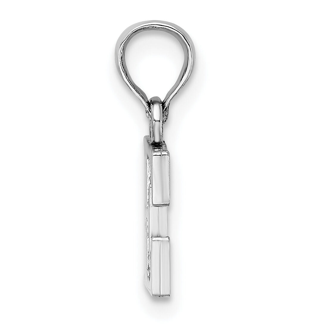 10K White Gold Polished E Block Initial Charm-10K6423WE