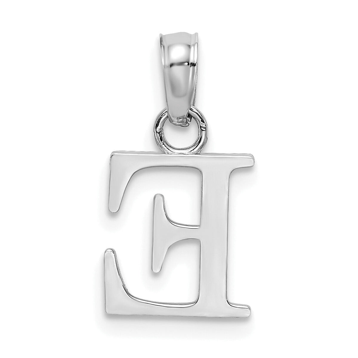 10K White Gold Polished E Block Initial Charm-10K6423WE