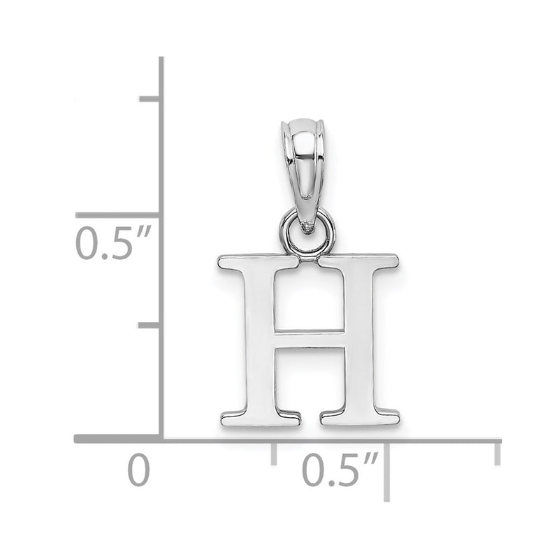 10K White Gold Polished H Block Initial Charm-10K6423WH