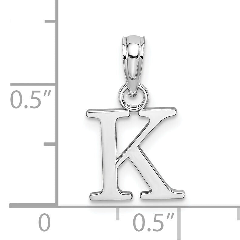 10K White Gold Polished K Block Initial Charm-10K6423WK