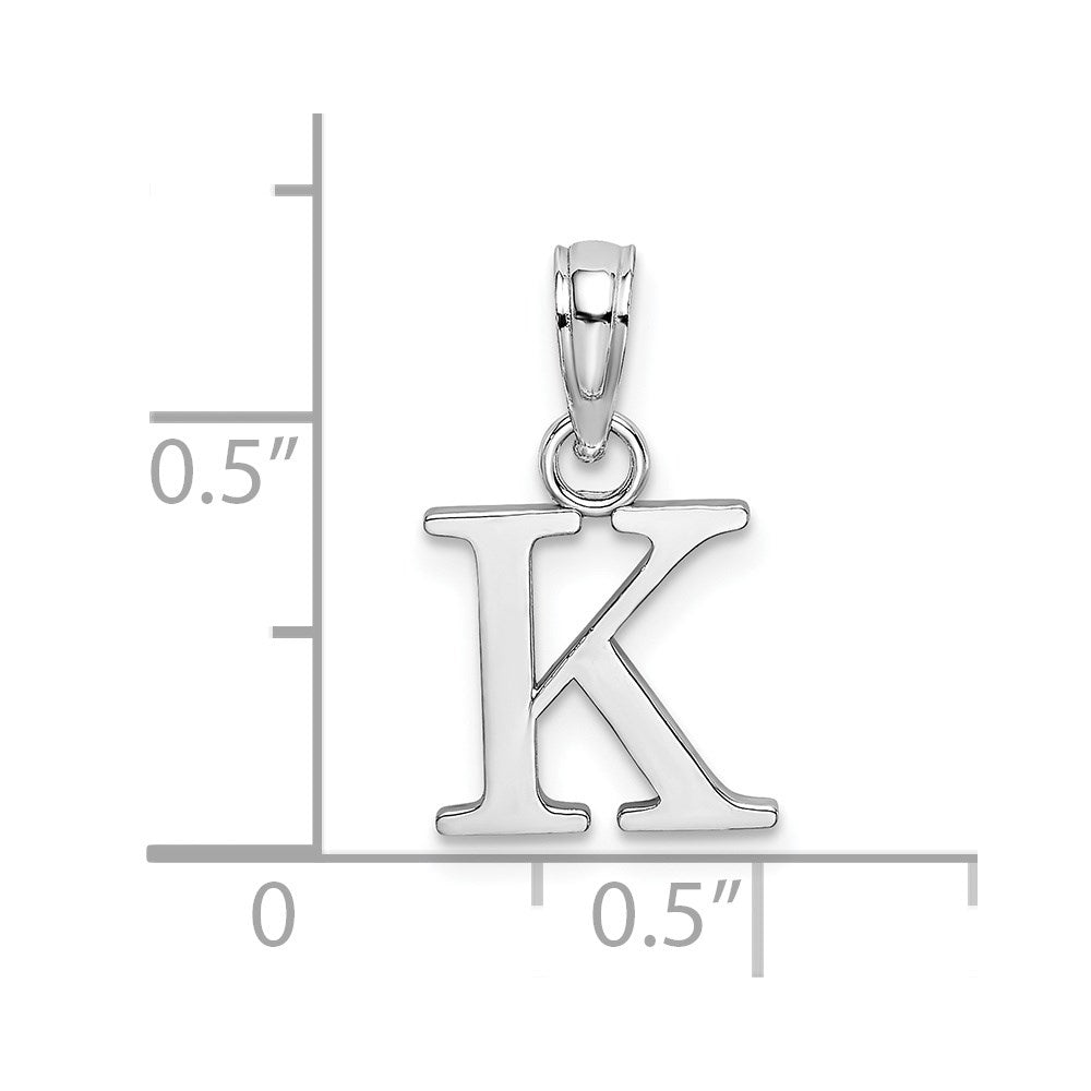 10K White Gold Polished K Block Initial Charm-10K6423WK