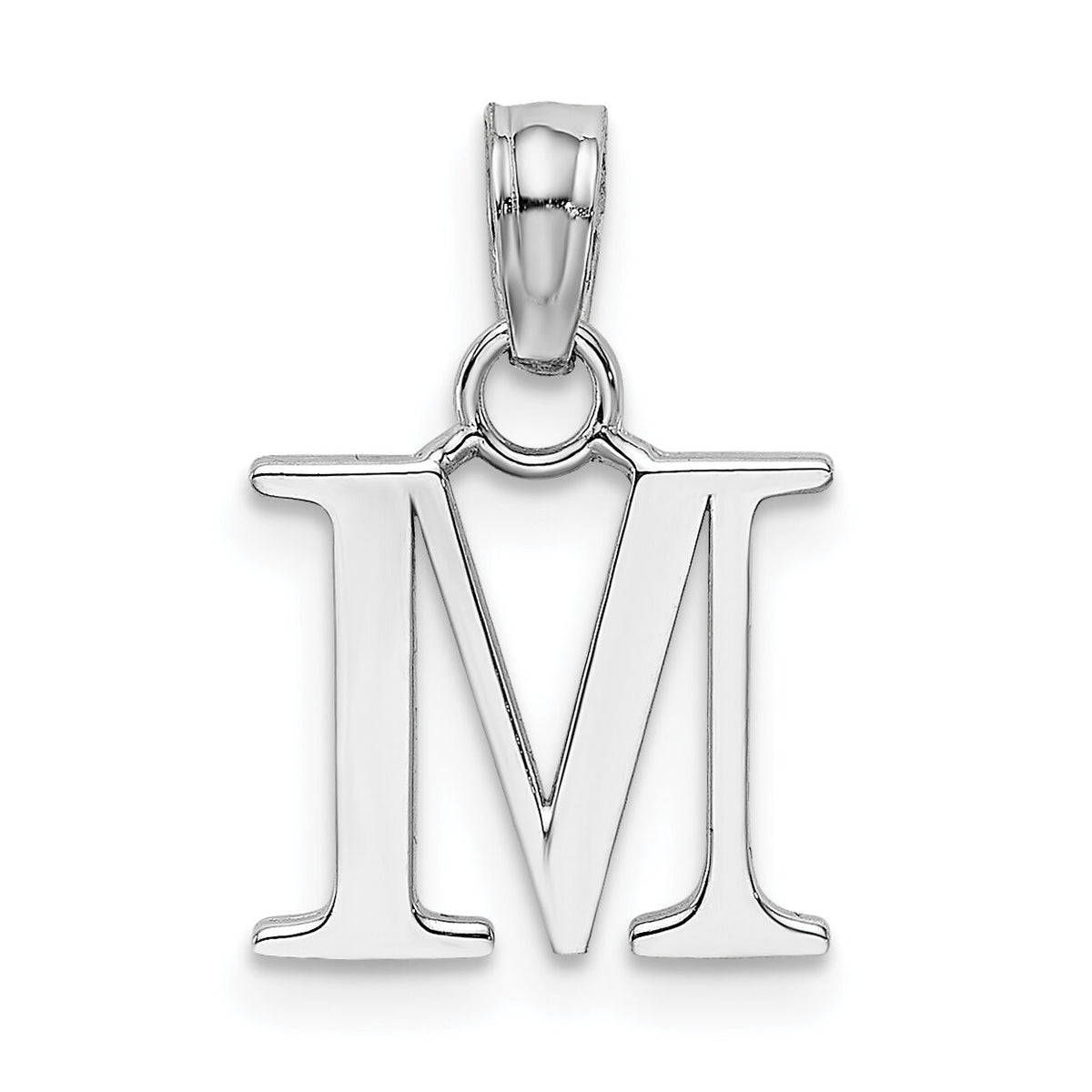 10K White Gold Polished M Block Initial Charm-10K6423WM