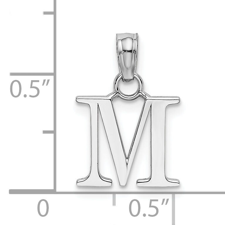 10K White Gold Polished M Block Initial Charm-10K6423WM
