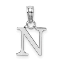 10K White Gold Polished N Block Initial Charm-10K6423WN