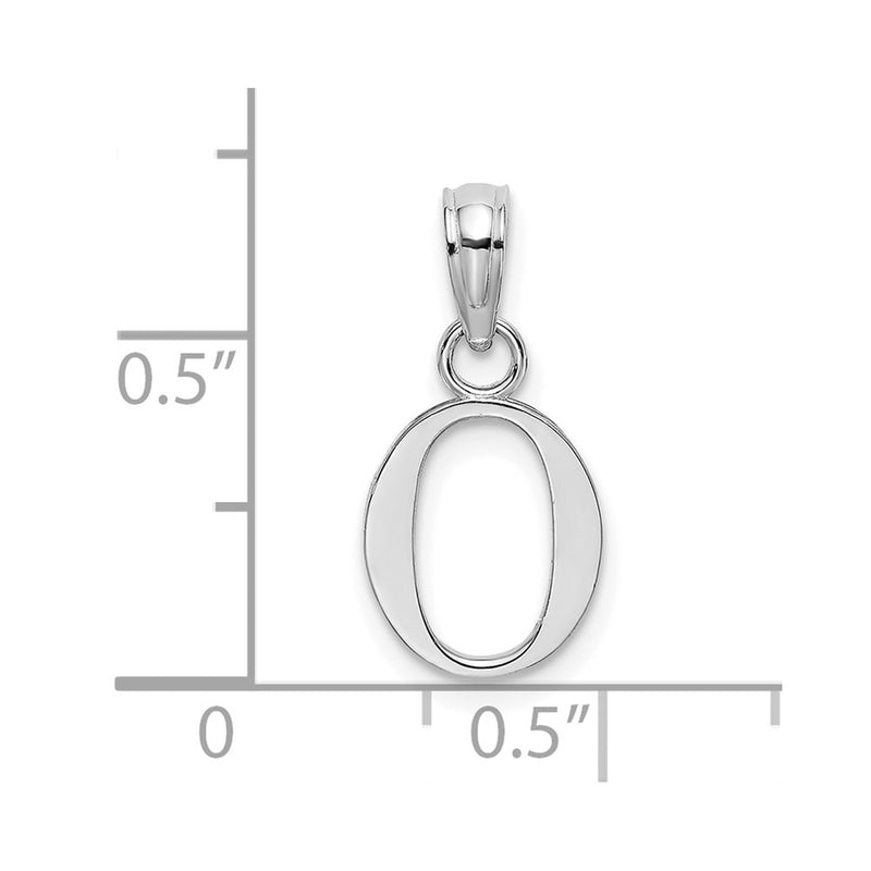 10K White Gold Polished O Block Initial Charm-10K6423WO