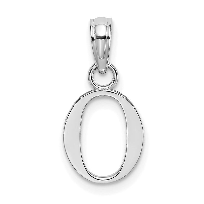 10K White Gold Polished O Block Initial Charm-10K6423WO