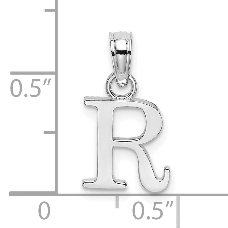 10K White Gold Polished R Block Initial Charm-10K6423WR