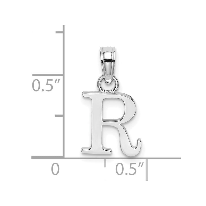 10K White Gold Polished R Block Initial Charm-10K6423WR