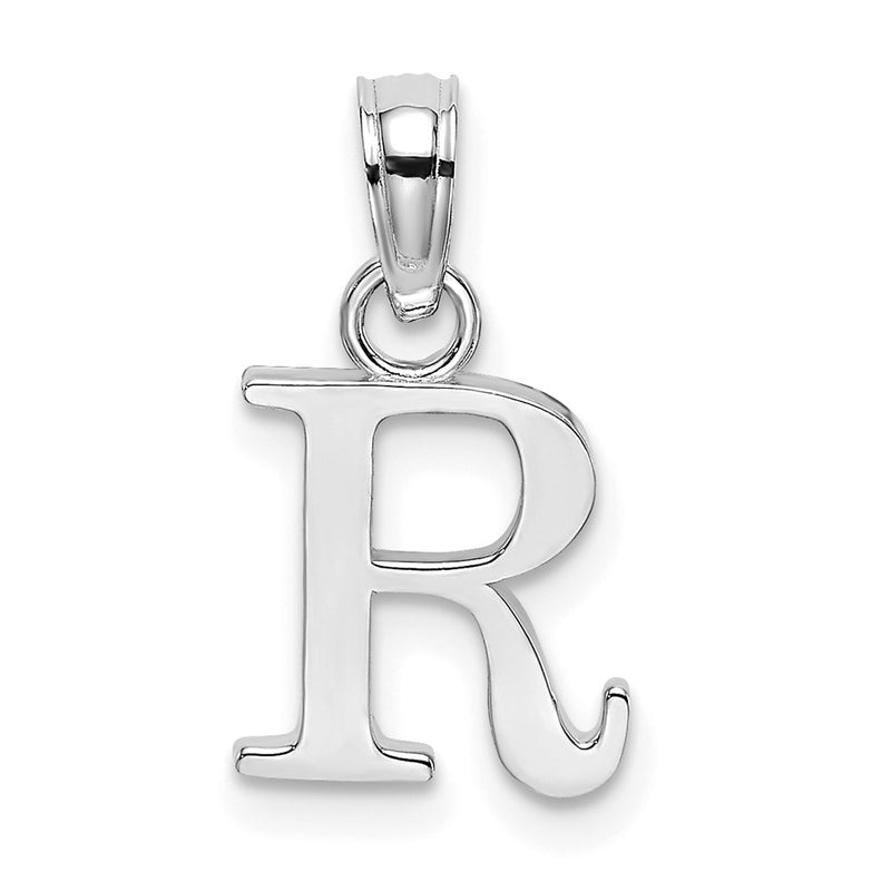 10K White Gold Polished R Block Initial Charm-10K6423WR