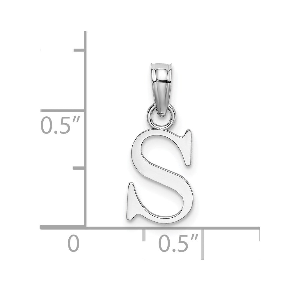 10K White Gold Polished S Block Initial Charm-10K6423WS