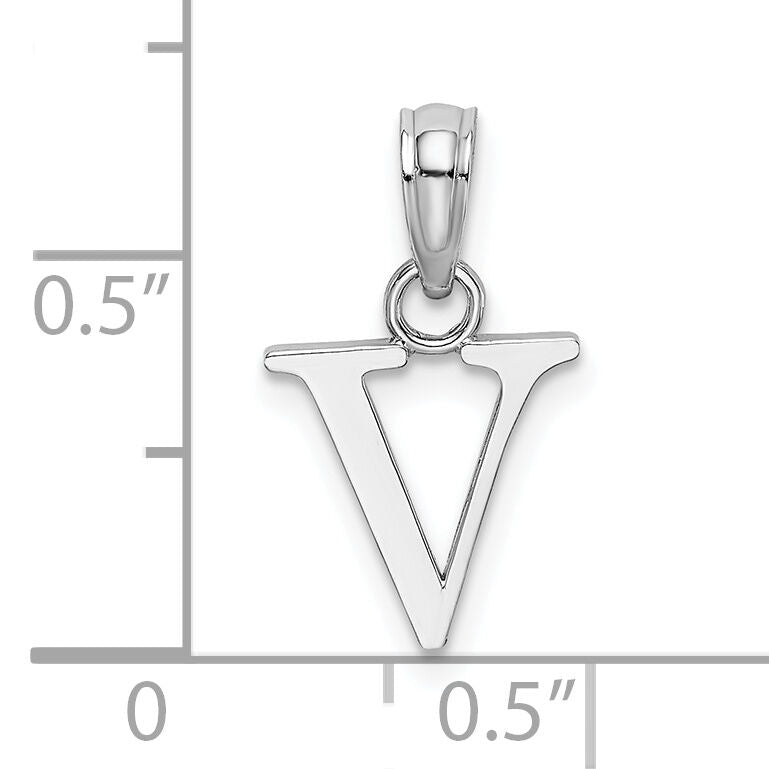 10K White Gold Polished V Block Initial Charm-10K6423WV