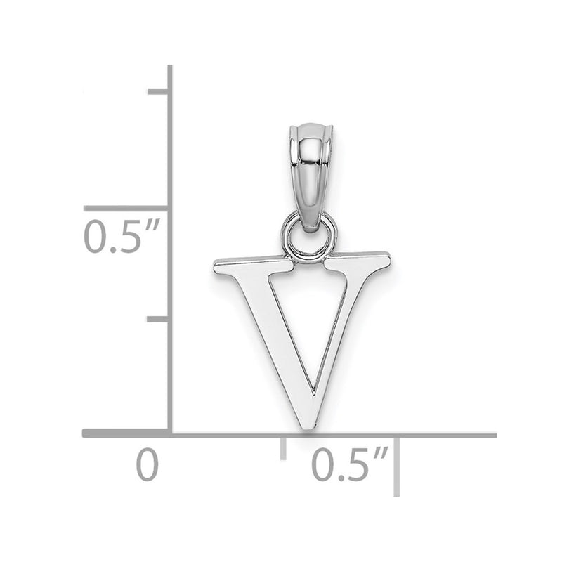 10K White Gold Polished V Block Initial Charm-10K6423WV