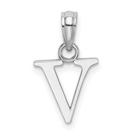 10K White Gold Polished V Block Initial Charm-10K6423WV