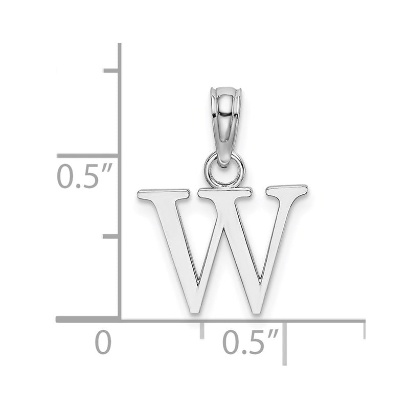 10K White Gold Polished W Block Initial Charm-10K6423WW