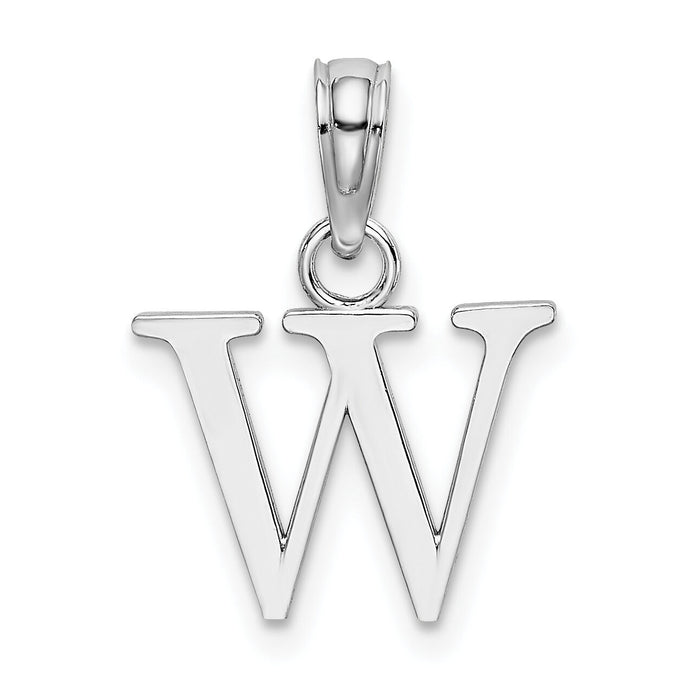 10K White Gold Polished W Block Initial Charm-10K6423WW