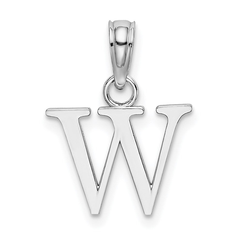 10K White Gold Polished W Block Initial Charm-10K6423WW