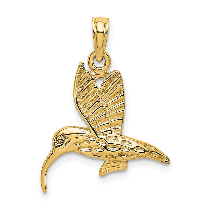 10K Textured Hummingbird Flying Charm-10K6447
