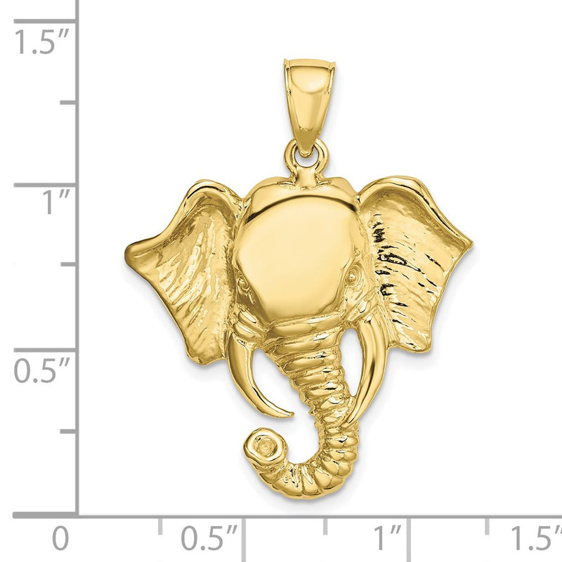 10K 2-D Elephant Head w/ Twisted Trunk Charm-10K6449