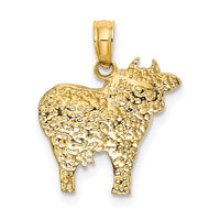 10K 2-D Polished Playful Cow Charm-10K6454