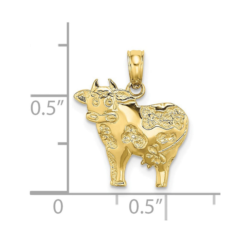 10K 2-D Polished Playful Cow Charm-10K6454