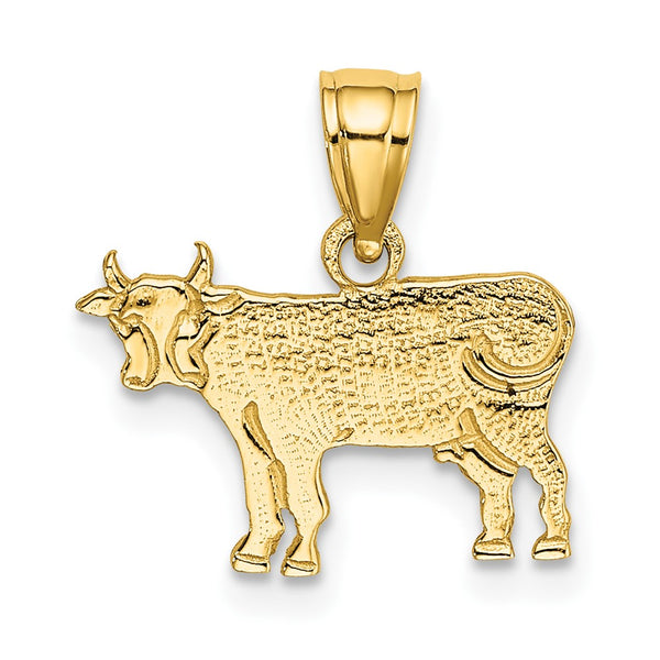 10K Flat and Engraved Cow Charm-10K6455