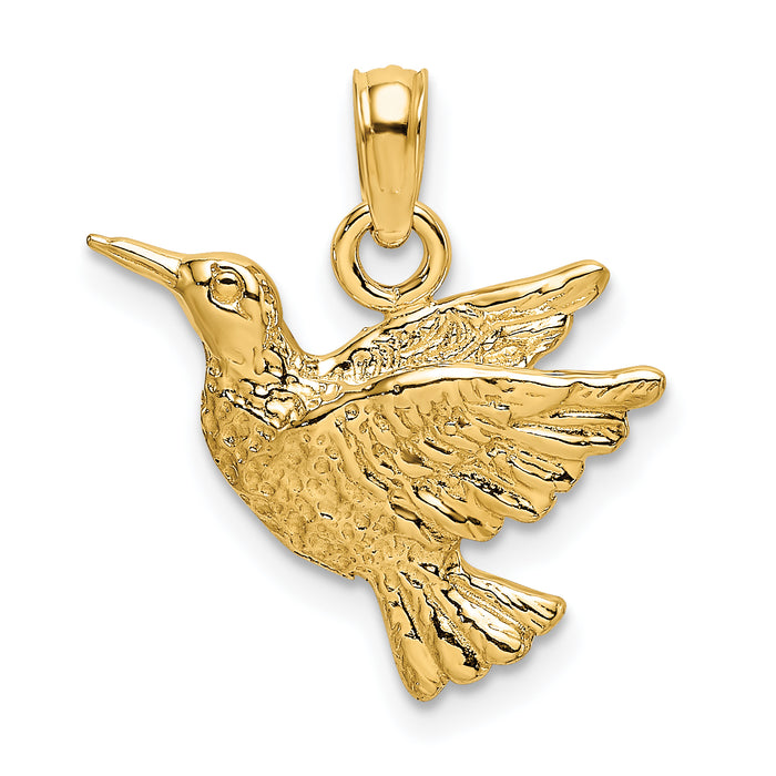 10K Engraved Hummingbird Charm-10K6466