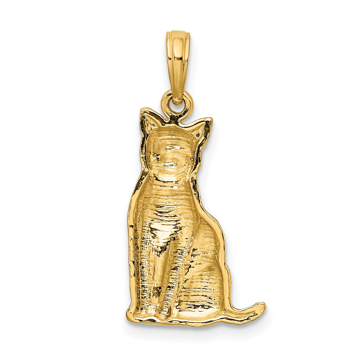 10K Textured Sitting Cat Charm-10K6471