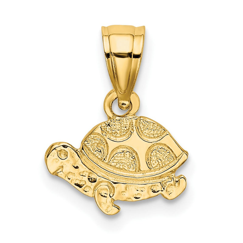 10K Flat and Engraved Mini Turtle Charm-10K6472