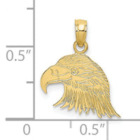 10K Engraved Flat Eagle Head Charm-10K6513