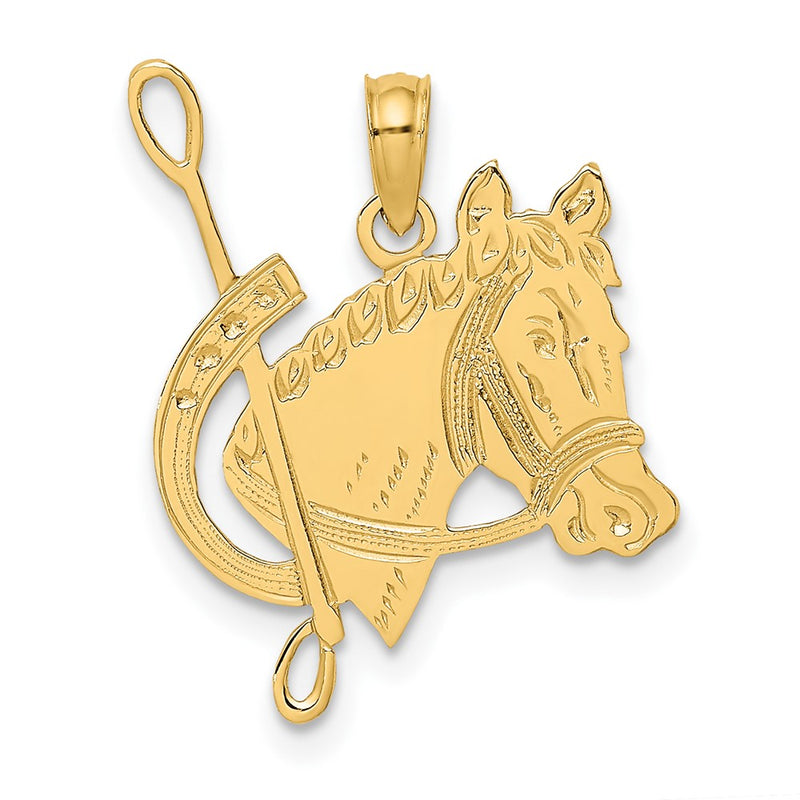 10K Textured Horse Head and Shoe Charm-10K6527