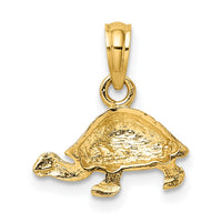 10K Polished and Engraved Mini Turtle Charm-10K6529