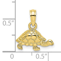 10K Polished and Engraved Mini Turtle Charm-10K6529