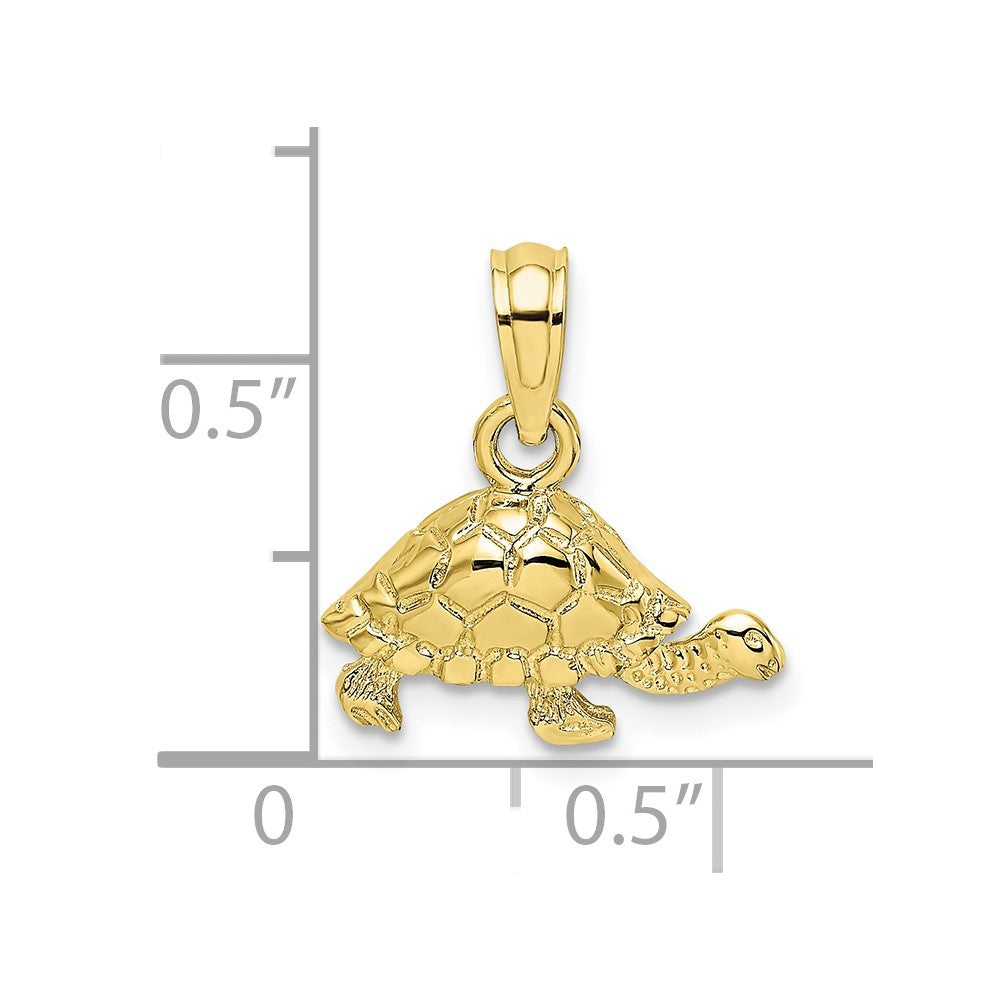 10K Polished and Engraved Mini Turtle Charm-10K6529