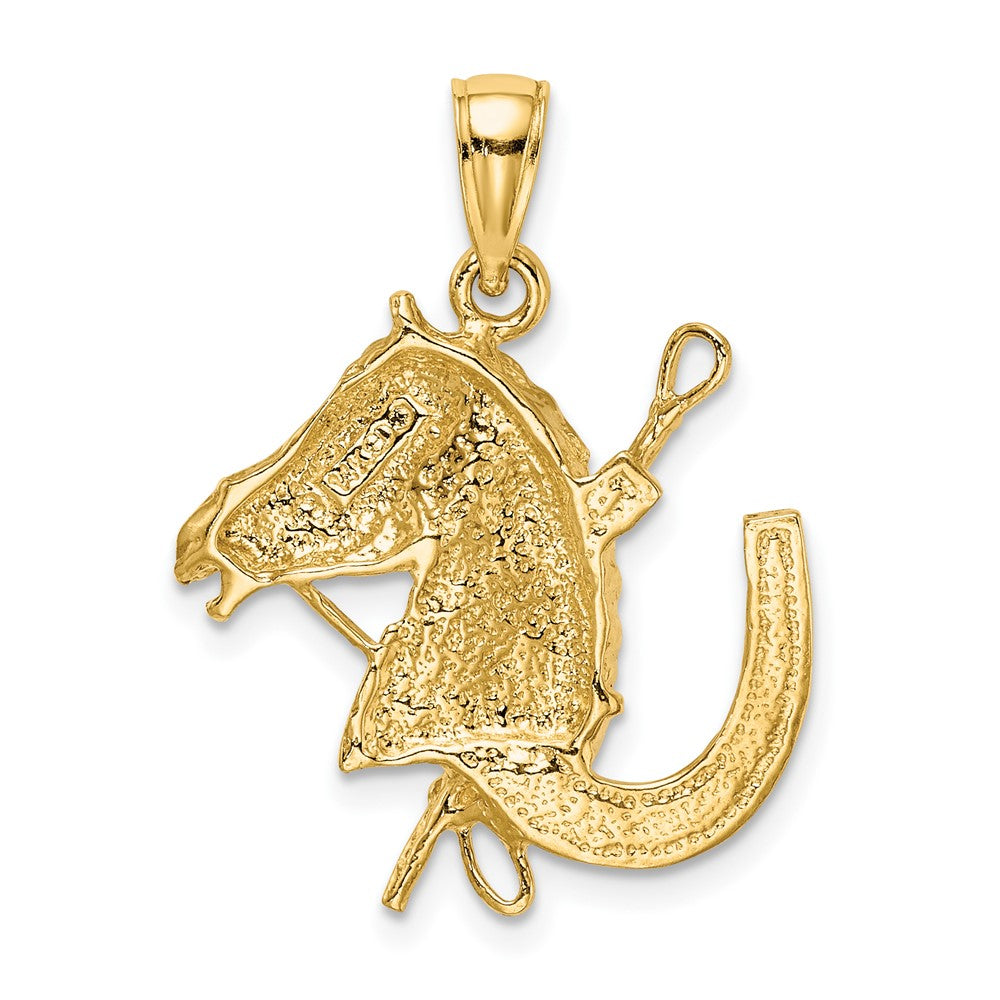 10K Horse Head w/ Shoe and Crop Charm-10K6548